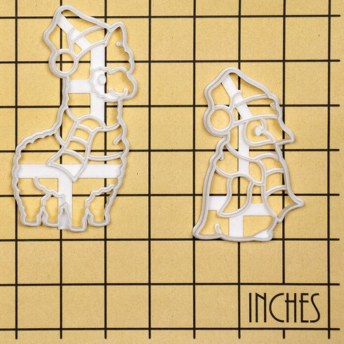 Set of 2 Christmas Animals Cookie Cutters, Alpaca and Baby Penguin Designs, 2 Pieces - Bakerlogy