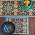 Tache Black Placemats Set of 4 - Rococo Elegant Ornate Black Green Dining Cotton Linen Bohemian Tapestry Woven Paisley