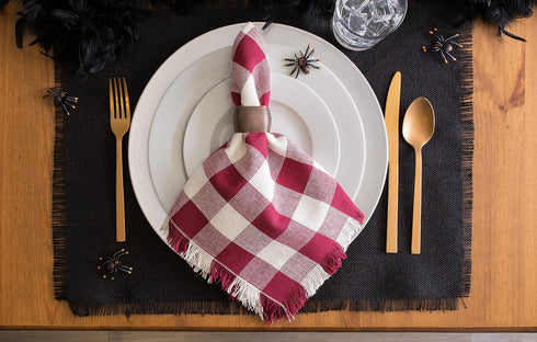 DII Solid Black Jute Burlap Placemat Set, 13x19, 6 Count
