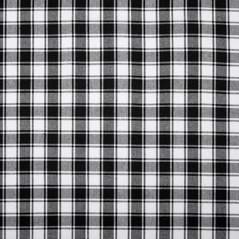 Cackleberry Home Set of 2 Black and White French Check Cafe Curtains, Woven Cotton 28"W x 24"L