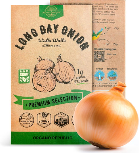 Onion Walla Walla Seeds Pack 1G - Over 275 Non-GMO Heirloom Onion