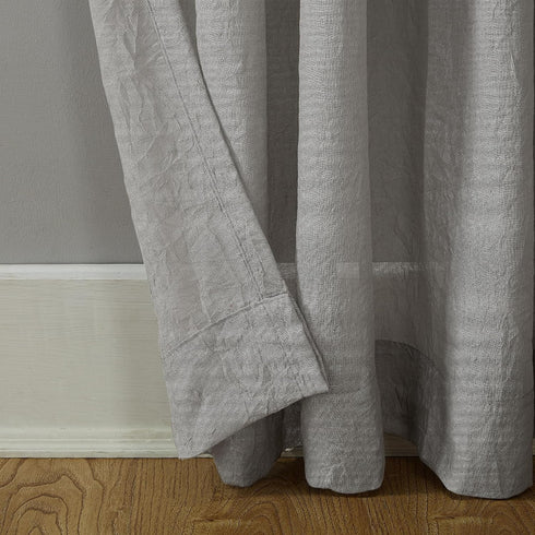 No. 918 Tayla Crushed Texture Semi-Sheer Curtain Panel, 50" x 120", Gray, Rod Pocket
