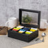 6 Break Tradition Wooden Tea Organizer For Tea Bags - Compartments, Clear Top Window, Lid Stays Open (Black)