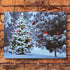 BANBERRY DESIGNS Lighted Christmas Tree & Cardinal Birds LED Canvas Print - Snowy Winter Scene Wall Art