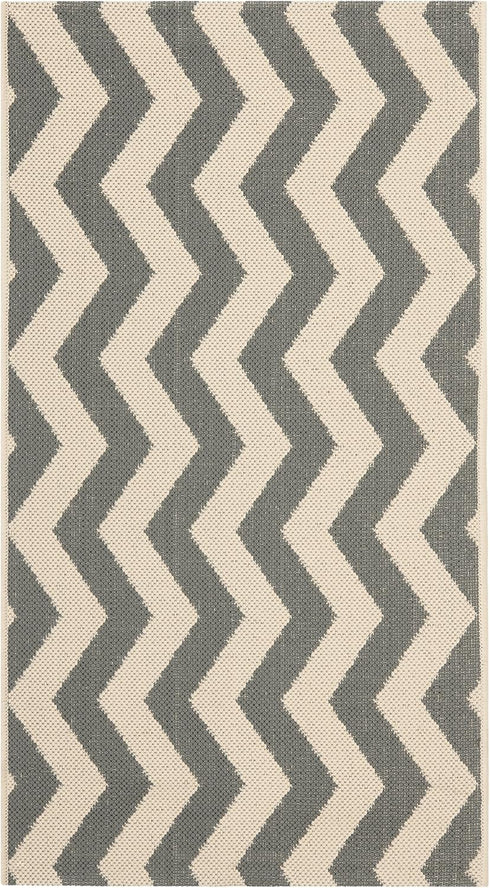 SAFAVIEH Courtyard Collection Accent Rug 2' x 3'7", Grey & Beige, Non-Shedding, Easy Care, Indoor/Outdoor Washable