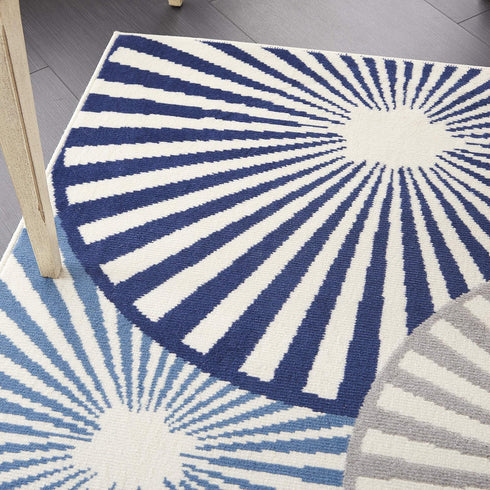 Nourison Grafix Geometric White Area Rug 3'9" x 5'9" - Easy Cleaning, Non-Shedding for Bedroom Living Room