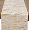 SARO LIFESTYLE Distressed Foil Metallic Design Cotton Table Runner, 16" x 72", Gold