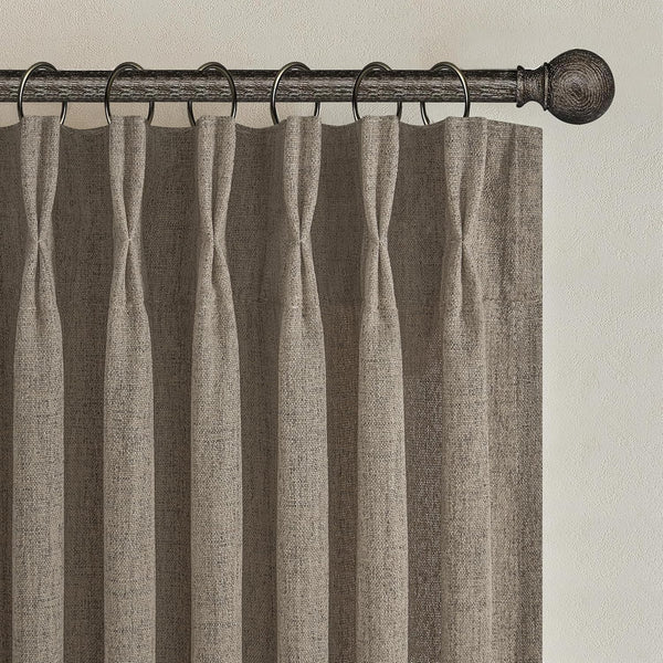 Extra Short 45 Inch Dark Flax Light Filtering Kitchen Curtains 2 Panels
