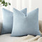 MIULEE Pack of 2 Decorative Linen Burlap Coastal Pillow Covers, 18x18 Inch Light Blue for Home Decor