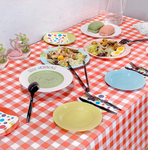 Plastic Serving Utensils Set, 18 Piece, 9" Black Cutlery for Parties and Events