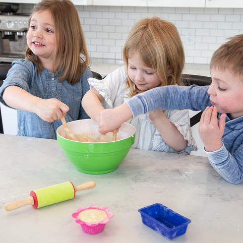 Pop Kids 30-Piece Set Pop Kid's Real Baking Tools For Kids Sized Cooking Bakeware with Silicone Cupcake Molds, Spatula