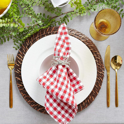DII Cotton Napkin Set, Machine Washable, Everyday Basic, 20x20, 6 Count, Tango Red Gingham