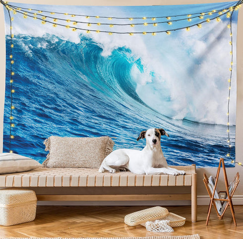 Lunarable Ocean Tapestry King Size, Sea Storm with Swirling Wave Print, Wall Hanging Bed Cover