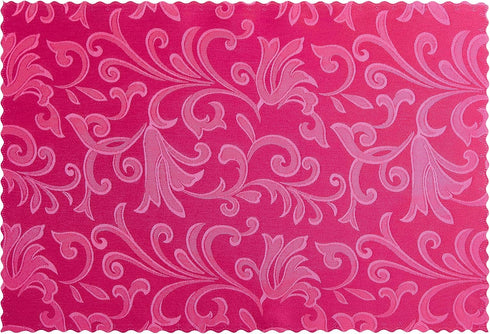 HommxJF 4 Placemats,13 19 inch Pieces Wave Scroll Damask Jacquard Hot Pink x Protect Surface Heat and Stain Resistant