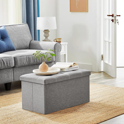 30 Inches 21 660 lb, ULSF001G02 SONGMICS MAZIE Collection - Ottoman Storage Bench, Gal. Folding Chest with Breathable