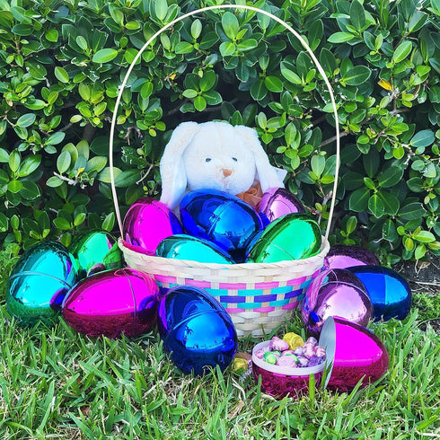 Chochkees 6'' (24-Pack), Jumbo Metallic Fillable Easter Eggs Colorful Plastic Eggs, Stands Upright, Perfect For Egg