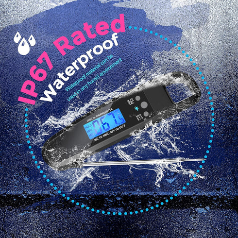 Instant Read Meat Thermometer for Kitchen Cooking, Ultra Fast Waterproof Digital Food Thermometer with Backlight