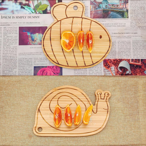 Small Bamboo Cutting Board Set, Mini Fruit Wood Chopping Board, Snail & Bee Shape Cheese Board
