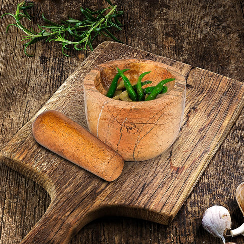 Mortar and Pestle, Heavy Duty Polished Hard Stone Grinder for Spices, Pastes, Herbs, Seasoning (Bidasar)