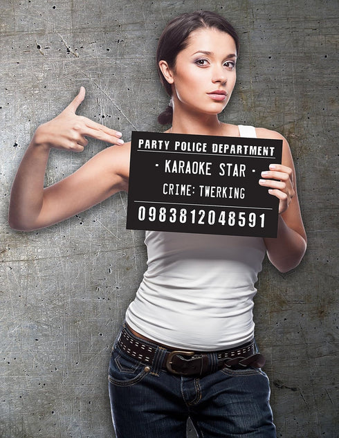 20 Funny Mugshot Signs - Selfie Photo Booth Prop Party Supplies for Bachelorette, Bridal Shower, Girls Night, Birthday,