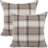 YOUR SMILE Set of 2 Retro Farmhouse Decorative Throw Pillow Case, Buffalo Tartan Plaid, Brown, 20x20inch