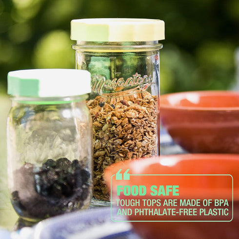 Masontops Tough Tops - Ball Wide Mouth Mason Jar Lids, Plastic Leakproof, Multi Colored Reusable Canning Lids