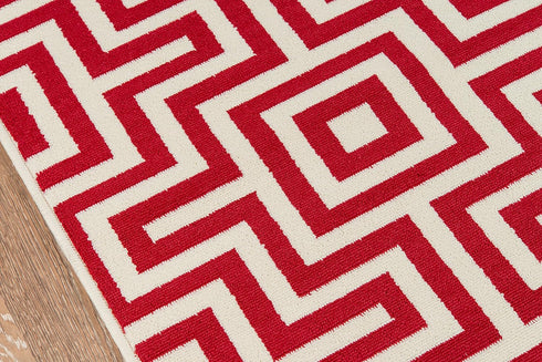 Momeni Rugs Baja Collection Contemporary Indoor & Outdoor Area Rug - 1'8" x 3'7", Easy to Clean, Red