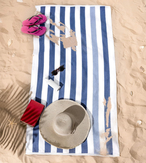 30x60 inch 4 American Soft Linen Cabana Striped Beach Towels, Piece Oversize Pool Towels, Quick Drying Sand Free Swim