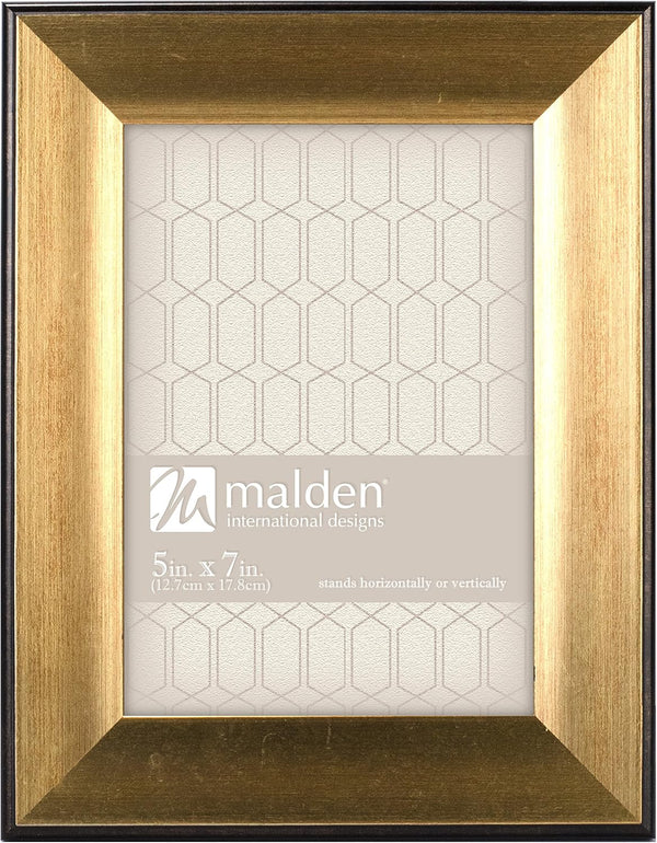 Malden International Designs Copley Picture Frame - 5x7 - Black Border - Gold
