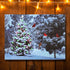 BANBERRY DESIGNS Lighted Christmas Tree & Cardinal Birds LED Canvas Print - Snowy Winter Scene Wall Art