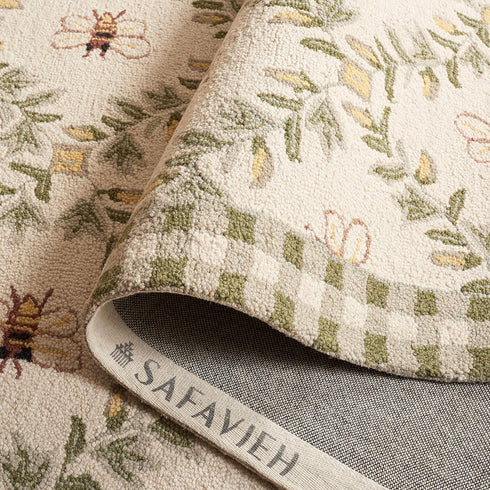 1'8" 2'6", Country (HK55A) SAFAVIEH Chelsea Collection Accent Rug - x Ivory & Green, Hand-Hooked French Wool, Ideal