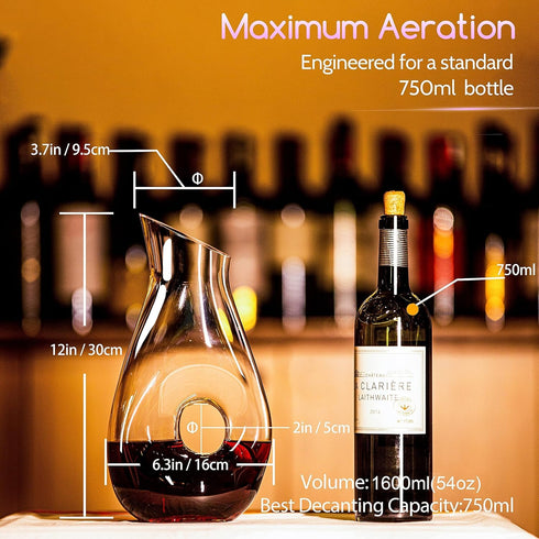 Hollow Circle Wine Decanter - 1500 ml Lead-Free Crystal Clear Glass Decanter for Red Wine, Juice, Elegant Wine Lovers
