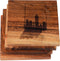 Indianapolis Coasters, Skyline Drink Coasters, Engraved Acacia Wood with Indianapolis Design, Souvenirs (Set of 4)