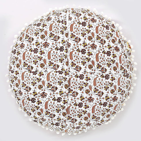 22" Indian Consigners Floor Cushion Covers Round Mandala Ombre Zipped Ottoman Cover