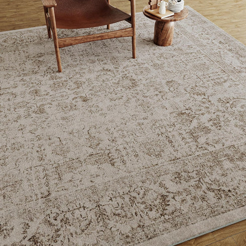 Light Brown 2x3 Area Rug, Vintage Entryway Carpet, Washable Distressed Rug for Indoor Bedroom, Living Room
