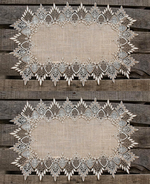 LINENS ART AND THINGS Lace Placemats Neutral Earth Tones Dresser Scarf Coffee