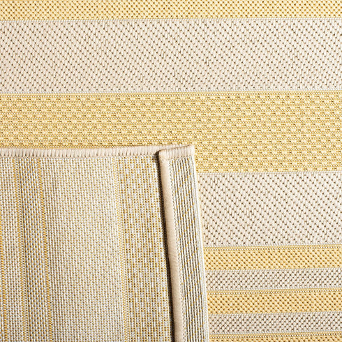 SAFAVIEH Courtyard Collection 2' x 3'7" Gold/Beige CY6062 Nautical Coastal Stripe Indoor/Outdoor Accent Rug