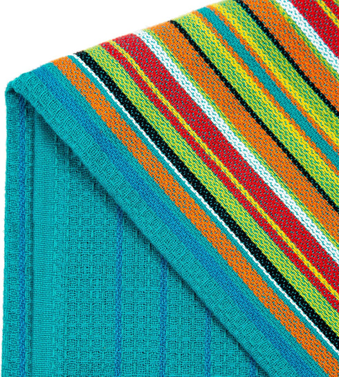 12 Pack 100% 16x28 COTTON CRAFT Salsa Stripe Kitchen Towels - Cotton Tea Dish Towels - Absorbent Reusable Low Lint