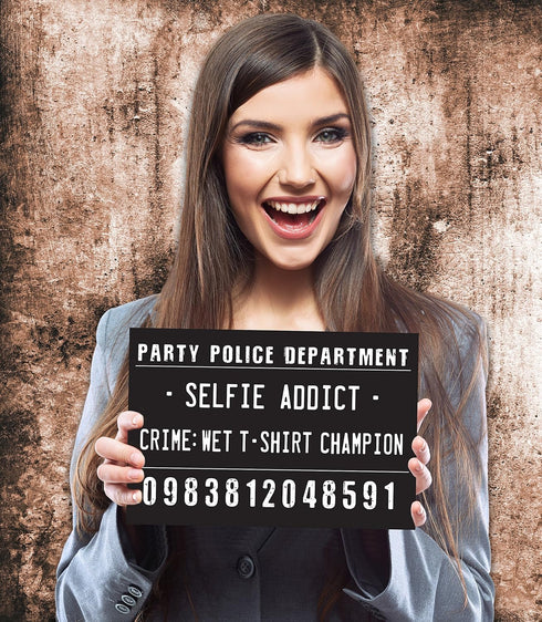 20 Funny Mugshot Signs - Selfie Photo Booth Prop Party Supplies for Bachelorette, Bridal Shower, Girls Night, Birthday,