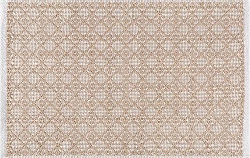 THE BEER VALLEY Diamond Woven Rug 2'x3' - Beige, Anti-Slip Cotton Accent Rugs for Kitchen, Entryway, Bathroom