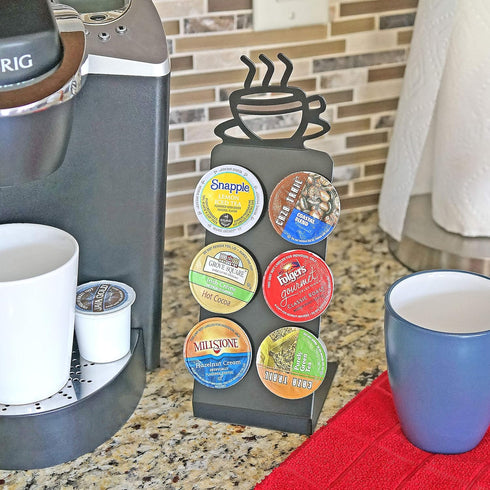 Coffee Pod Holder for Small Spaces – 6 Slot K-Cup Holder, Compact Metal Stand for Pods & Coffee Accessories