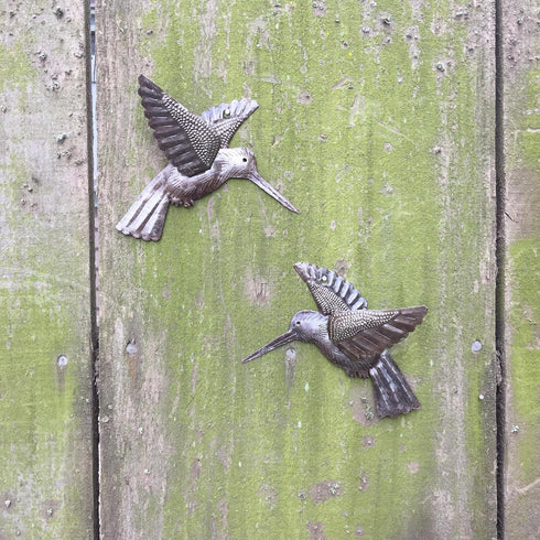 Set of 2 Hummingbirds, Nature Inspired Small Wall Hanging Birds, Fall Garden Home Decorations, Handmade in Haiti