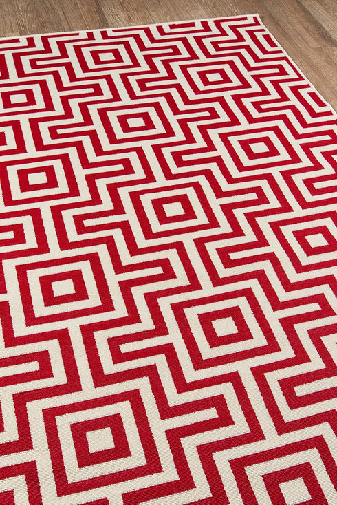 Momeni Rugs Baja Collection Contemporary Indoor & Outdoor Area Rug - 1'8" x 3'7", Easy to Clean, Red