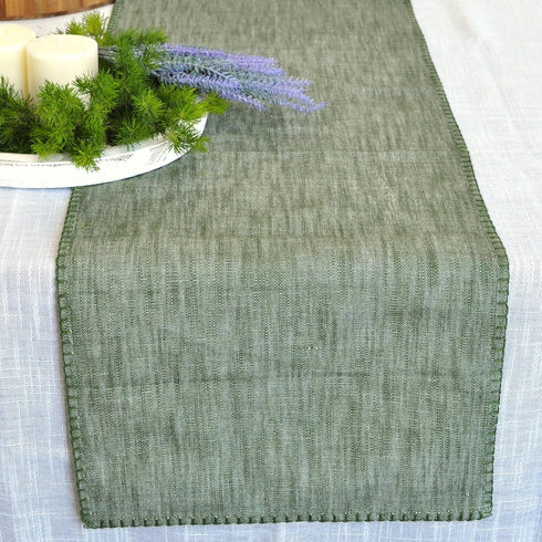 14x36 inch Coffee Table Runner Short Table Runner with Decorative Stitched Edge Natural Cotton Fabric Small Dresser
