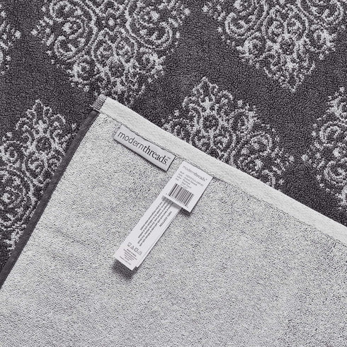 6 Set Modern Threads Piece Reversible Yarn Dyed Jacquard Towel Artesia Damask Platinum