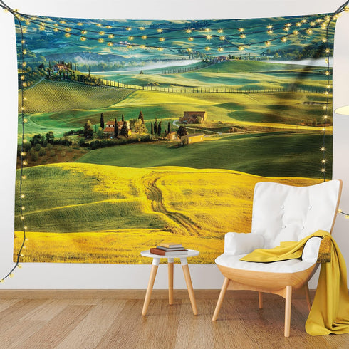 Lunarable Tuscan Tapestry, Idyllic Landscape of Tuscany Road and Cypresses, Fabric Wall Hanging Decor, 45" X 30"