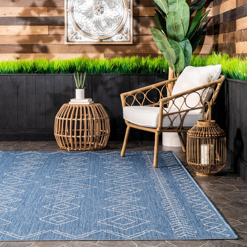 nuLOOM Serna Moroccan Accent Rug, Indoor/Outdoor, Rectangular, Blue, 2' x 3', 0.1" Thick