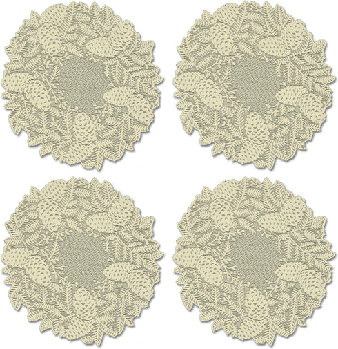 Heritage Lace Highland Pine Doily, 15", Ivory, 4 Count