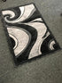 Modern Contemporary Door Mat Rug - Grey & Black Silver Design, 2 Feet X 3 Feet