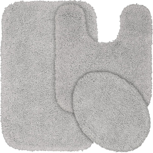 Garland Rug Serendipity Platinum Gray 3 Piece Set (Toilet Cover, Contour Rug, Bath Rug)